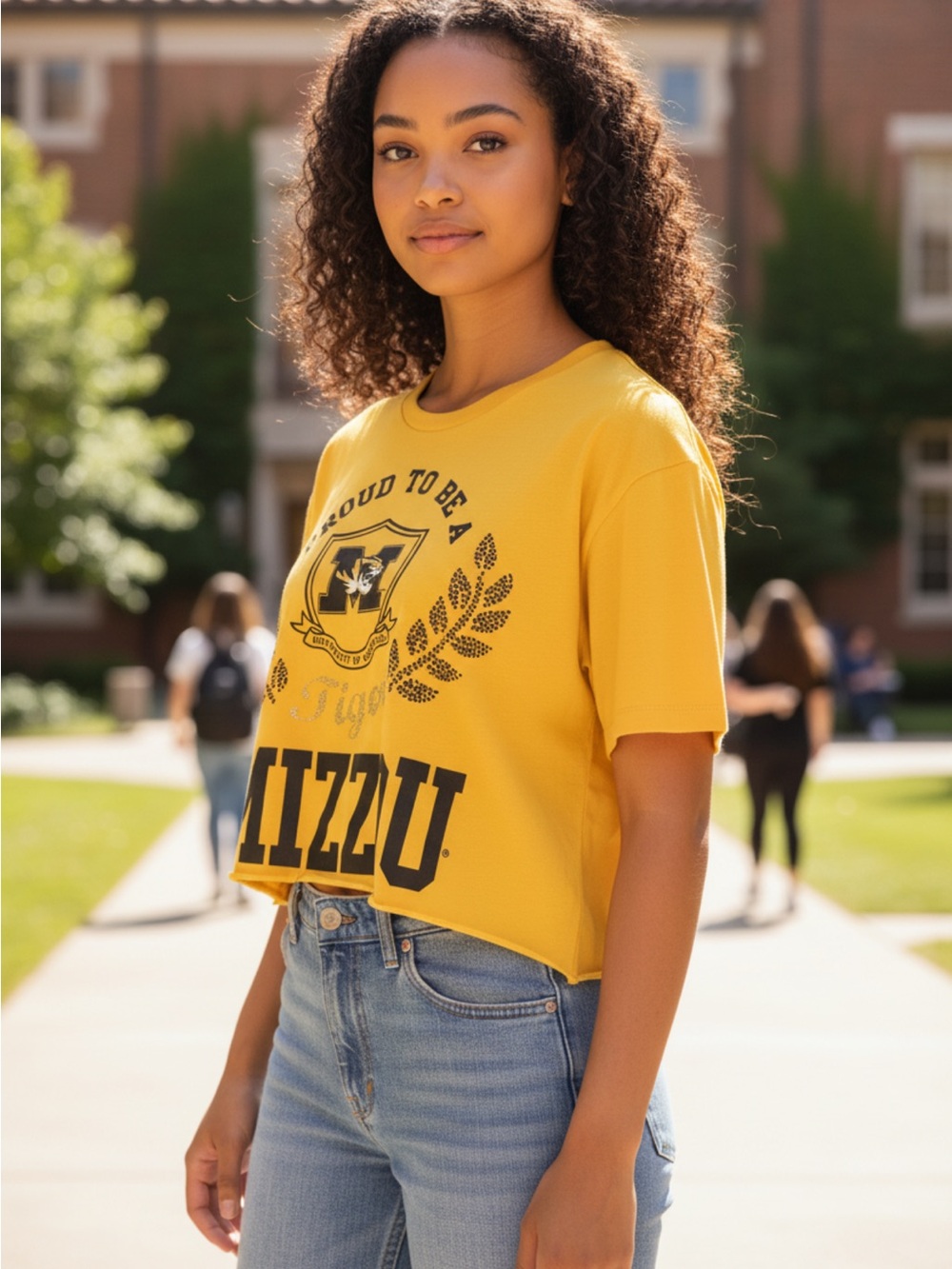 Mizzou Yellow Cropped Graphic Tee